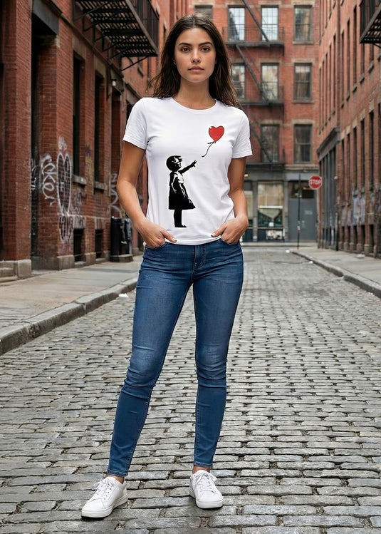 T-shirt - Girl with Balloon Weiß