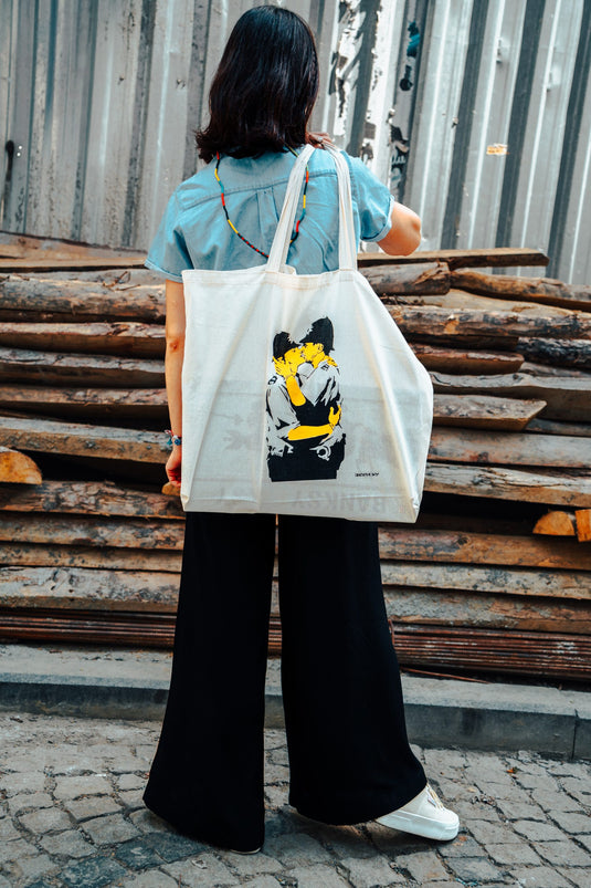 Duża torba jutowa - Kissing Copper