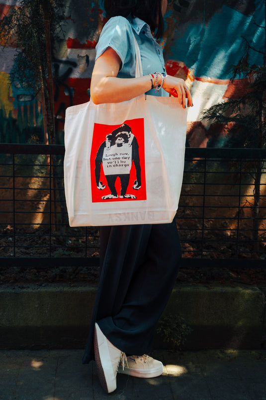 Jutebeutel groß - Laugh Now Rot