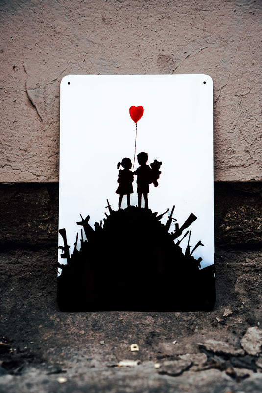 Metall Platte - Kids on Guns