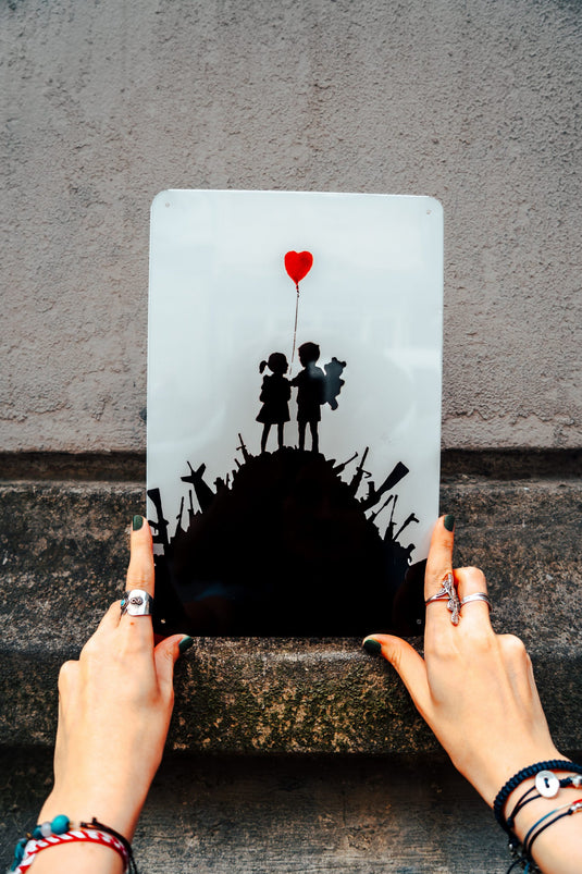 Metall Platte - Kids on Guns