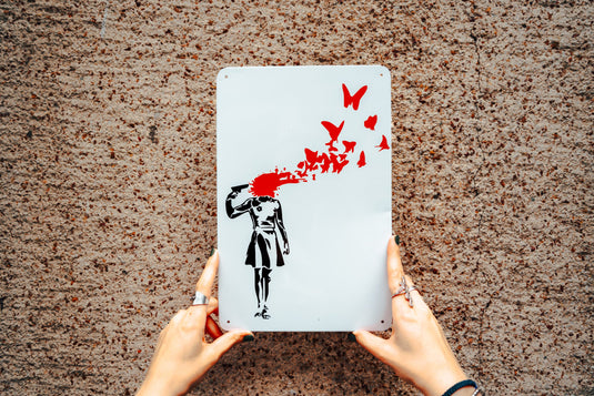 Metall Platte - Butterfly Girl