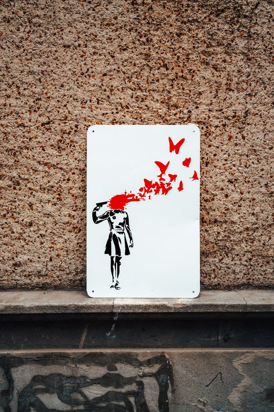 Metalen plaat - Vlindermeisje
