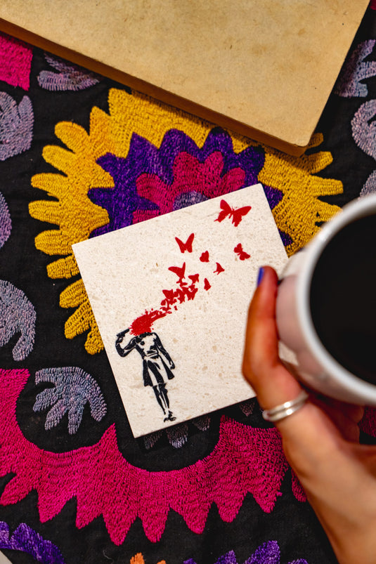 Stein Untersetzer - Butterfly Girl