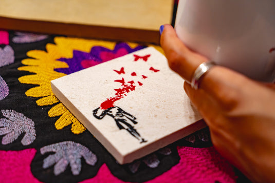 Stein Untersetzer - Butterfly Girl