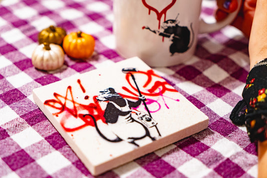 Stein Untersetzer - Painting Rat