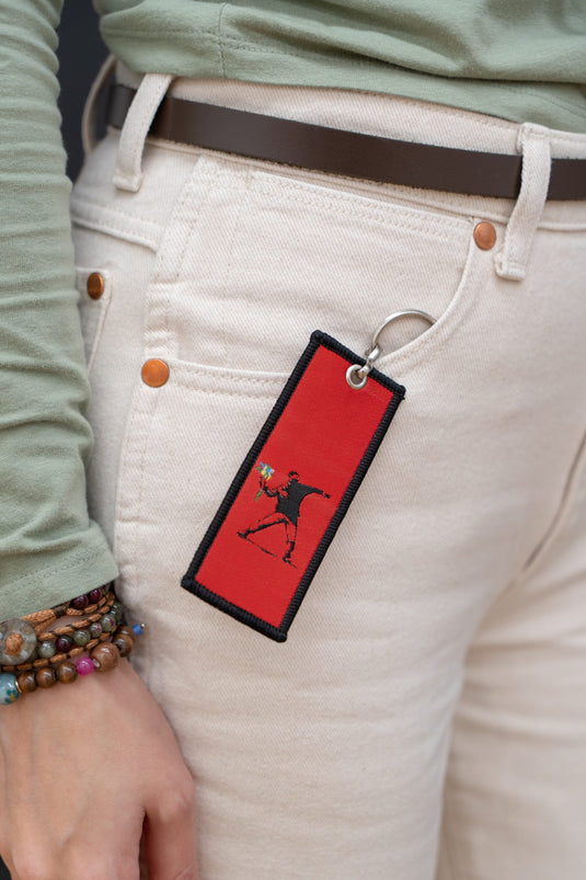 Stoff Schlüsselanhänger - Flower Thrower (Rot)