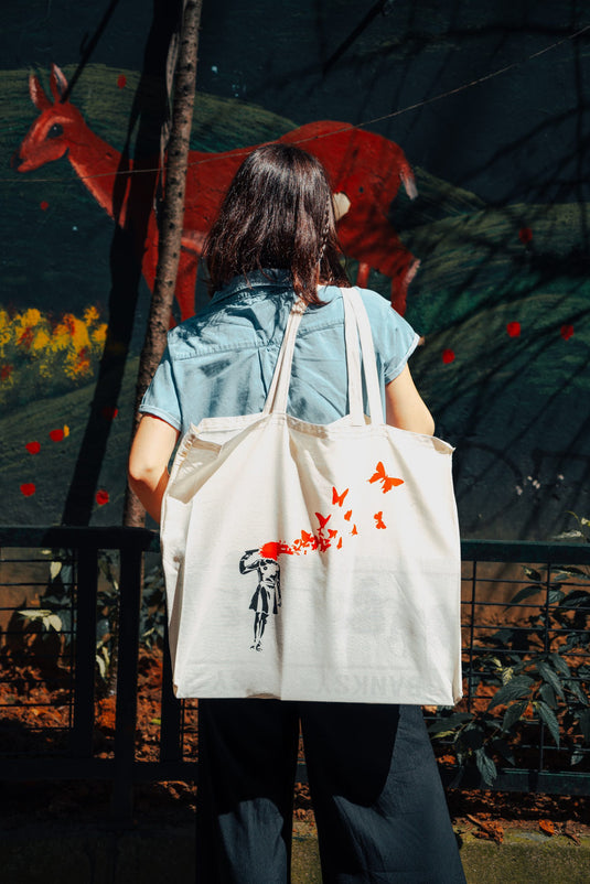 Jutebeutel groß - Butterfly Girl