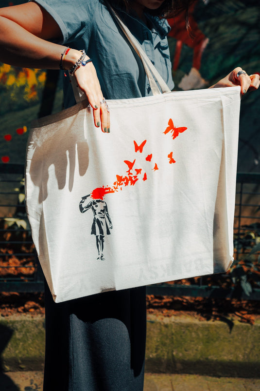 Duża torba jutowa - Butterfly Girl