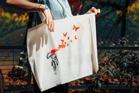 Duża torba jutowa - Butterfly Girl