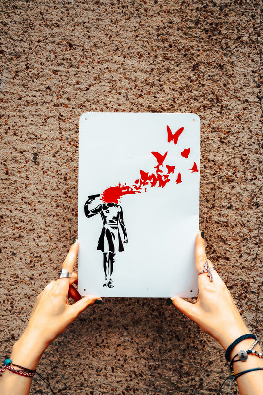 Metall Platte - Butterfly Girl