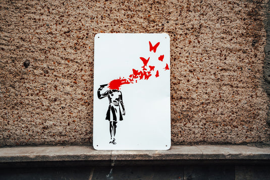 Metalen plaat - Vlindermeisje