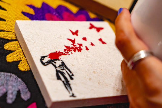 Stein Untersetzer - Butterfly Girl