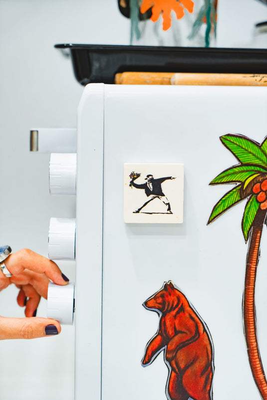 Stein Magnet - Flower Thrower (weiß)