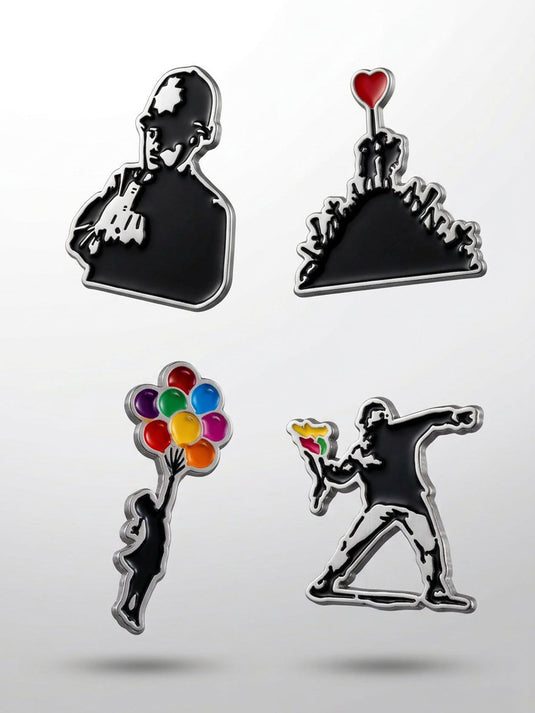 Brosche 4er Set · Banksy - Floating Girl