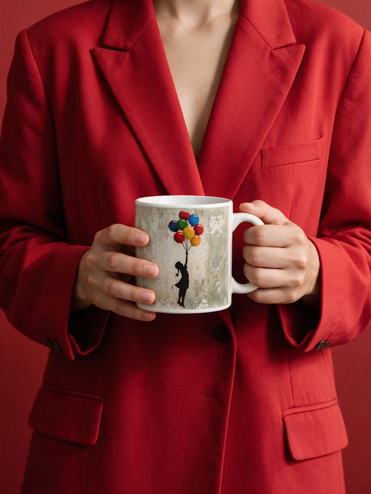 Kaffeetasse · Banksy - Floating Girl