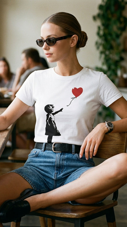 T-Shirt - Girl with Balloon Weiß